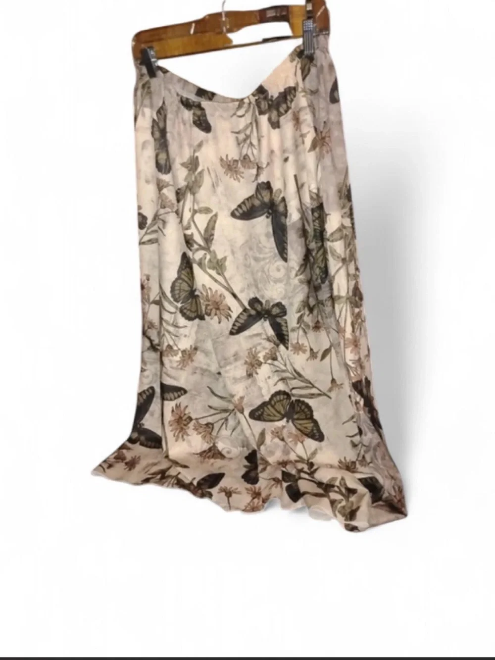 SHEIN Cream Butterfly Print Maxi Skirt